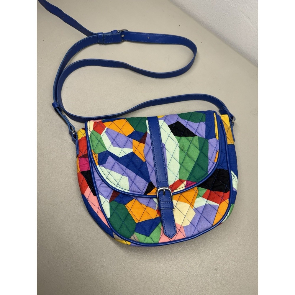 VERA BRADLEY SLIM SADDLE POP ART BAG PURSE CROSSBODY
